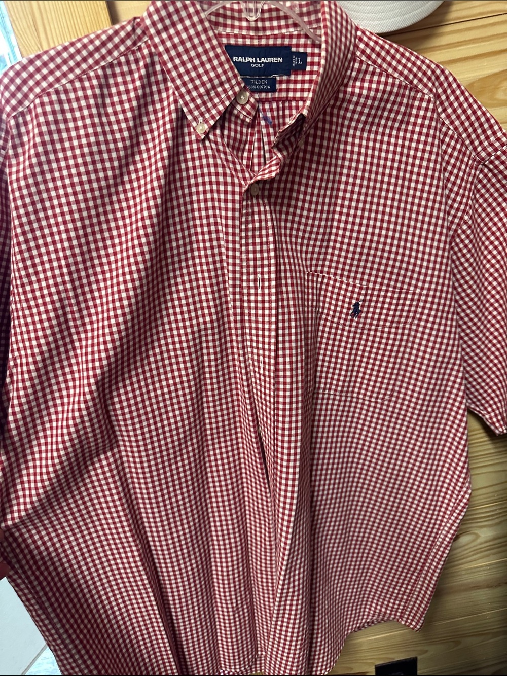 Ralph Lauren Red and White Gingham Button-Down Shirt